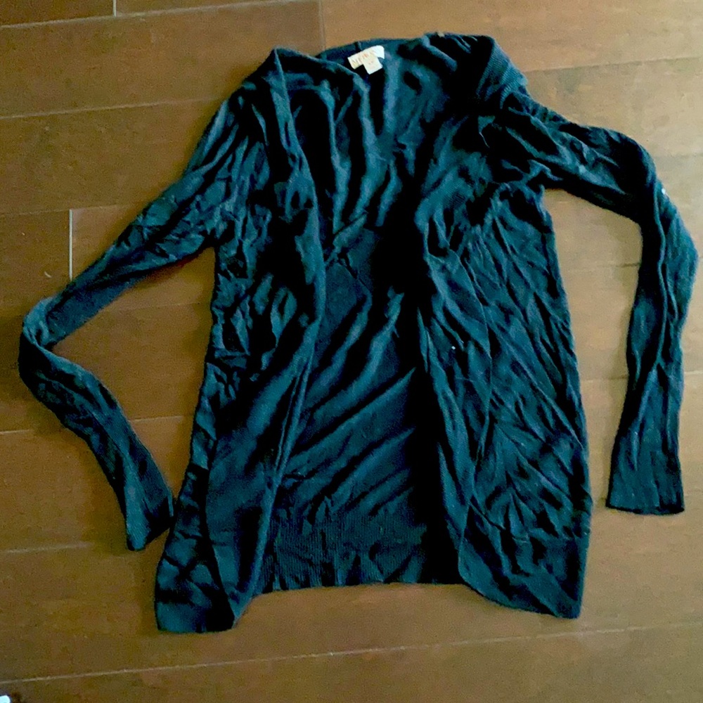 Black open front sweater